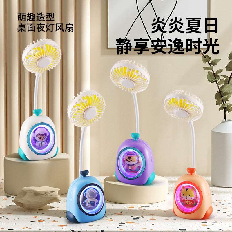 Cartoon small fan new product with eye protection night light small fan handheld convenient USB charging NIYO TOYS