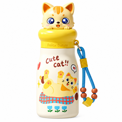 Stainless Steel Kids Water Bottle 450ml| Leakproof Cute Animal Bottle