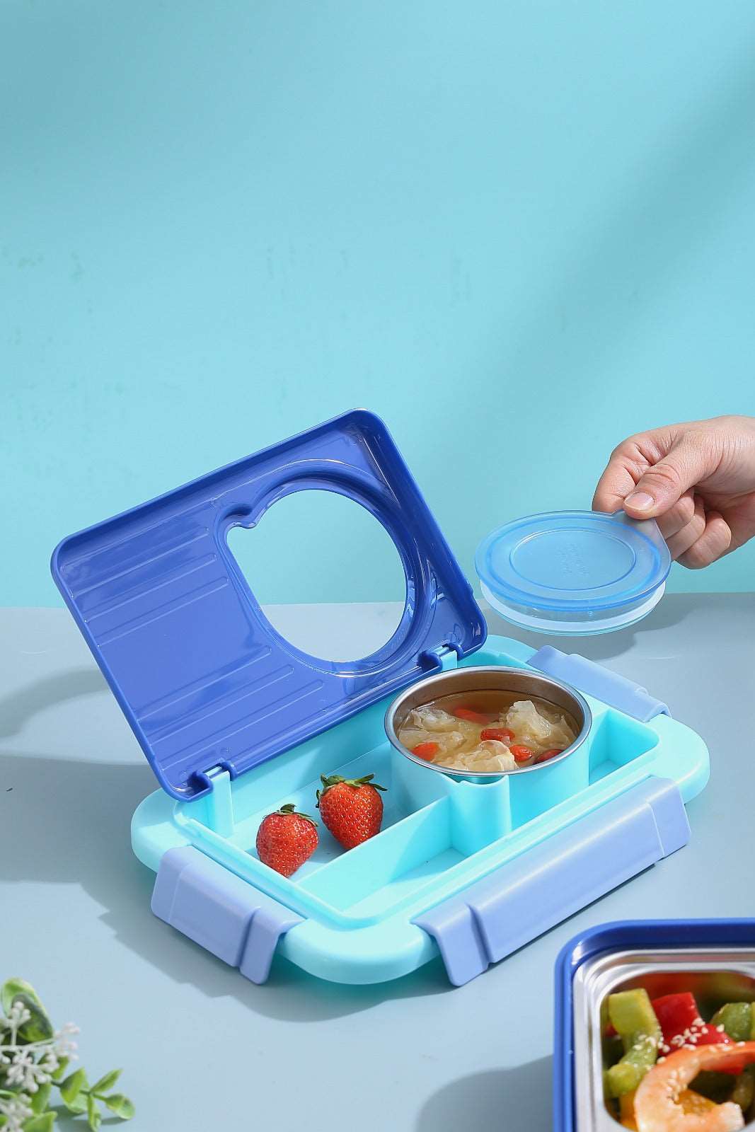 Cherry Berry stainless steel lunch box 3 Grid + Soup Bowl NIYO TOYS
