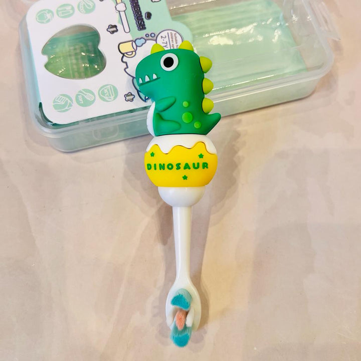 Cute 3D Baby Dino Shape Microfiber Soft Bristles Toothbrush with Travel Case for Kids Age 2+ (Pack of 1) NIYO TOYS