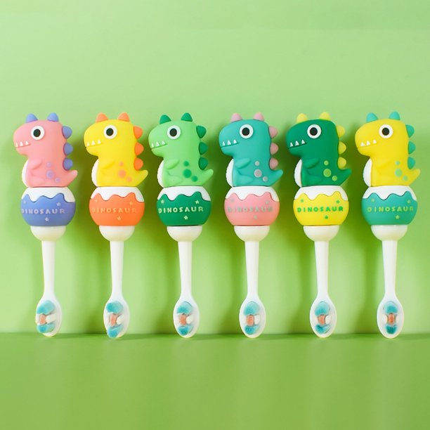 Cute 3D Baby Dino Shape Microfiber Soft Bristles Toothbrush with Travel Case for Kids Age 2+ (Pack of 1) NIYO TOYS