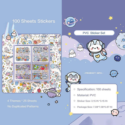 Cute cute Planet" 100pc Retro style stickers