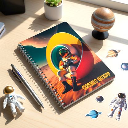 Space Adventure Spiral Notebook with Astronaut Design & Space Stickers