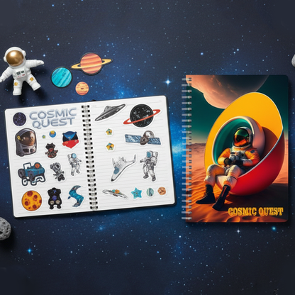 Space Adventure Spiral Notebook with Astronaut Design & Space Stickers