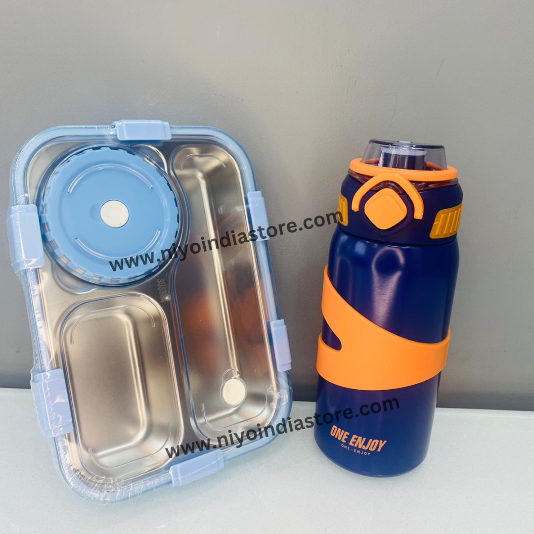 Grids and Giggles: The 600ml Bottle and 3-Grid Lunch Box Combo NIYO TOYS