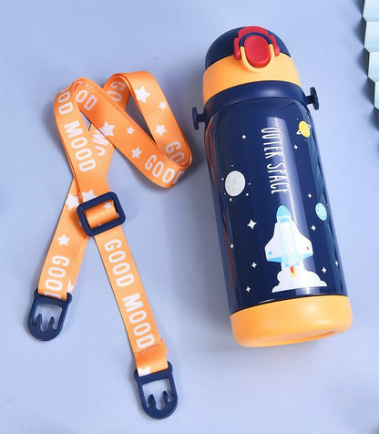 2 in 1 Cap Outer Space/ Bear Thermos Insulated Stainless Steel Vacuum Flasks Water Bottle - 450ml