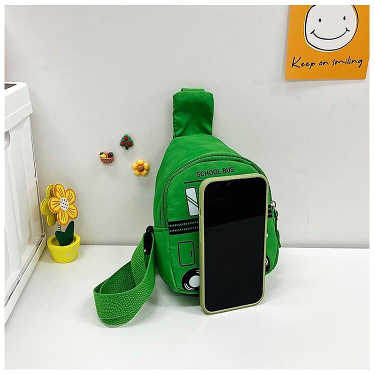 Kids Cartoon Bus & Letter Graphic Zipper Adjustable Strap Cute Sling Bag NIYO TOYS