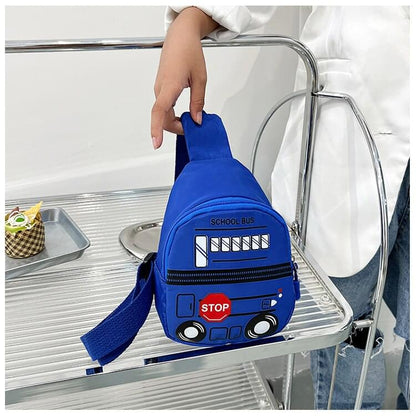 Kids Cartoon Bus & Letter Graphic Zipper Adjustable Strap Cute Sling Bag NIYO TOYS