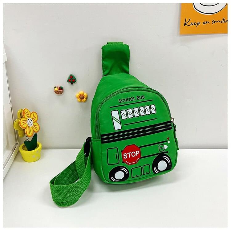 Kids Cartoon Bus & Letter Graphic Zipper Adjustable Strap Cute Sling Bag NIYO TOYS