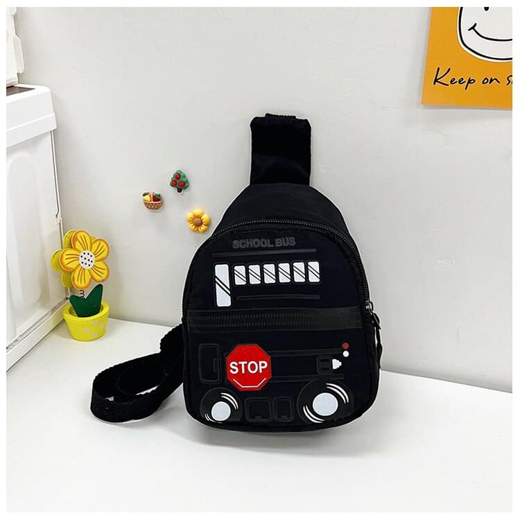 Kids Cartoon Bus & Letter Graphic Zipper Adjustable Strap Cute Sling Bag NIYO TOYS