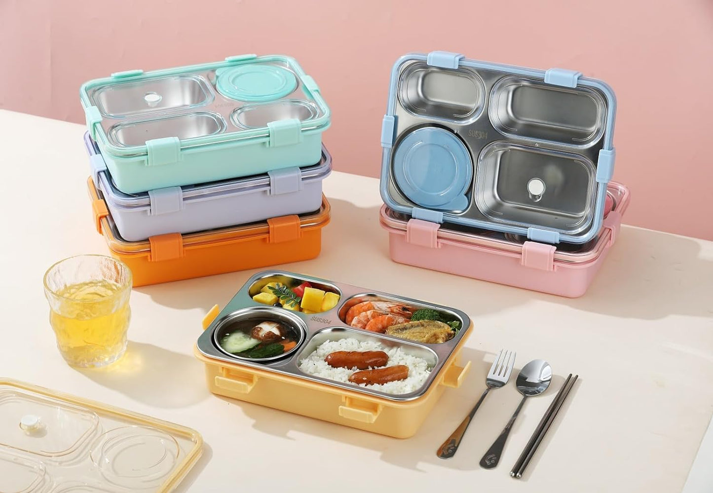 lunch-box-4-compartment-leak-proof-bpa-free-stainless-steel-assorted-color