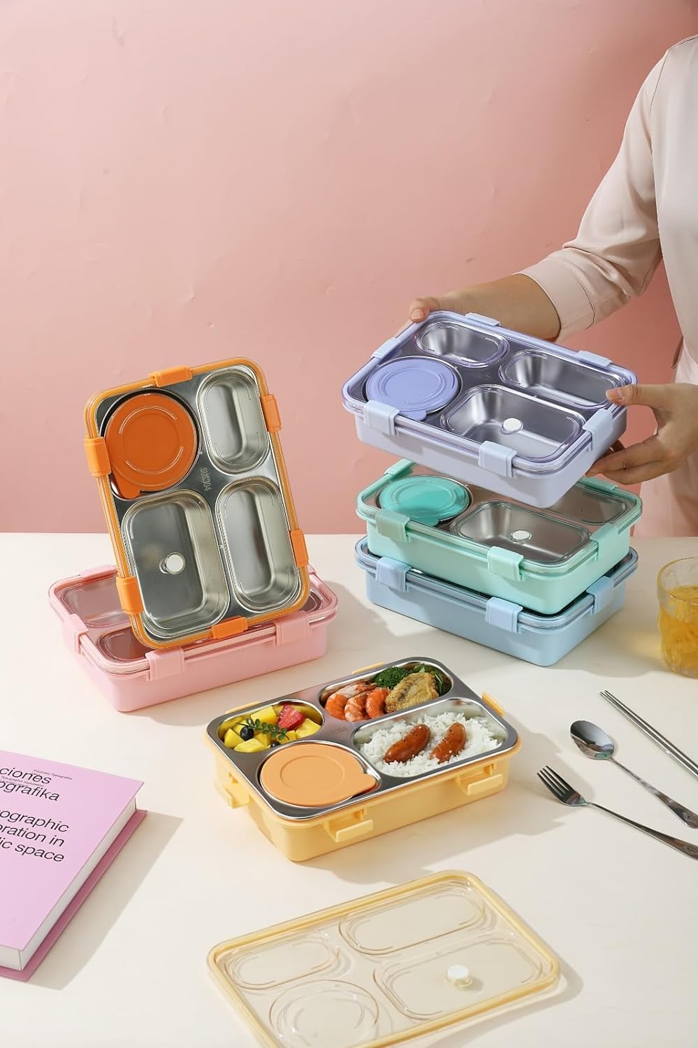 lunch-box-4-compartment-leak-proof-bpa-free-stainless-steel-assorted-color