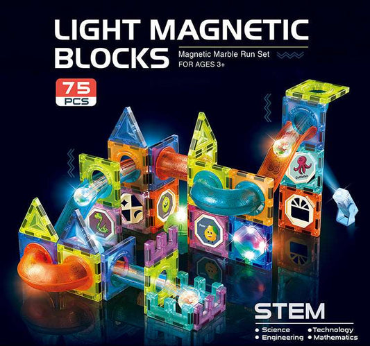 Magnetic Tiles 75pcs Light Magnetic 3D Educational Building Blocks Set Toys For Kids NIYO TOYS