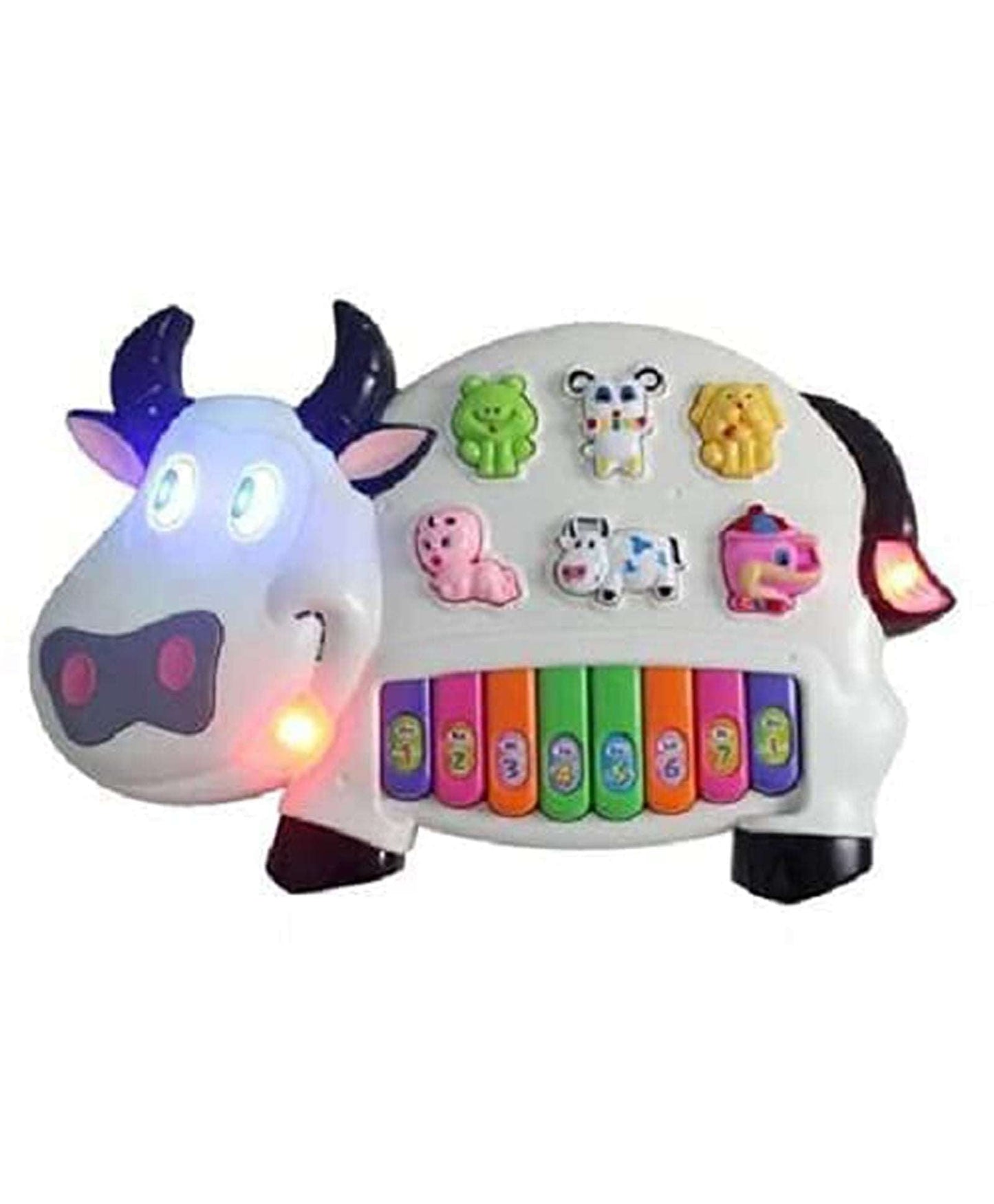 Musical Cow Piano Toy with Flashing Light & Sound for Kid, Early Development Musical Toy NIYO TOYS
