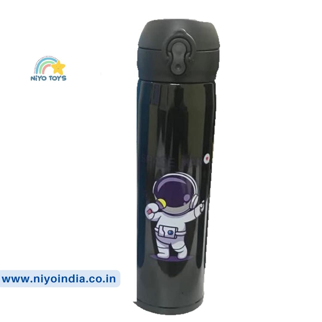 Niyo Push button insulated stainless steel water bottle (Black) NIYO TOYS