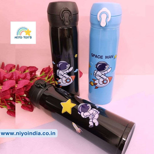 Niyo Push button insulated stainless steel water bottle (Black) NIYO TOYS