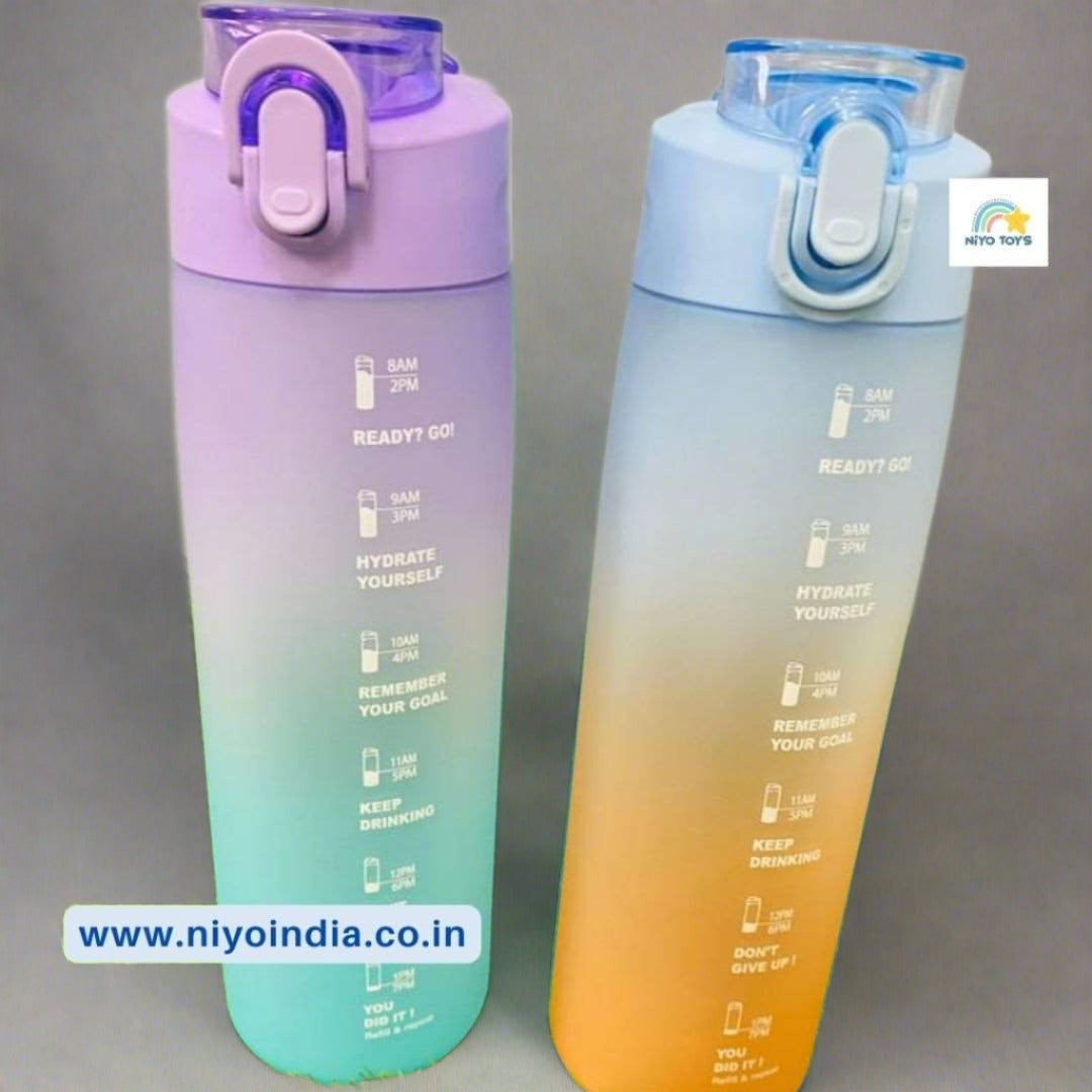 Niyo Water Bottle 1 Litre with Straw Motivational bottle NIYO TOYS