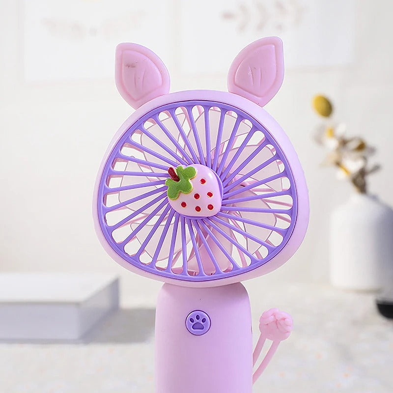 Portable Mini Electric Fan Rabbit Fox Ear USB Charging Fan Desktop Mobile Phone Holder Fan (Random Color ) - NIYO TOYS