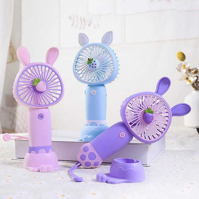 Portable Mini Electric Fan Rabbit Fox Ear USB Charging Fan Desktop Mobile Phone Holder Fan (Random Color ) - NIYO TOYS