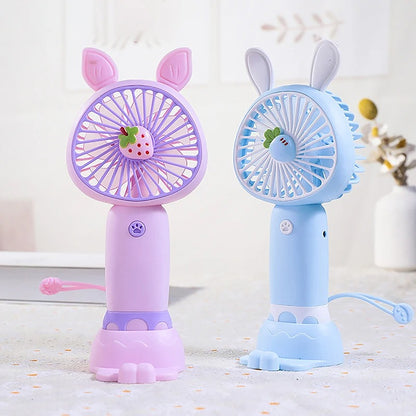 Portable Mini Electric Fan Rabbit Fox Ear USB Charging Fan Desktop Mobile Phone Holder Fan (Random Color ) - NIYO TOYS