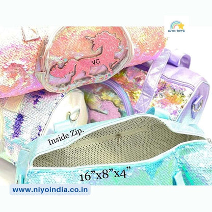 Premium Quality Unicorn Holographic Sequin Duffle Bag Overnight Bag NIYO TOYS