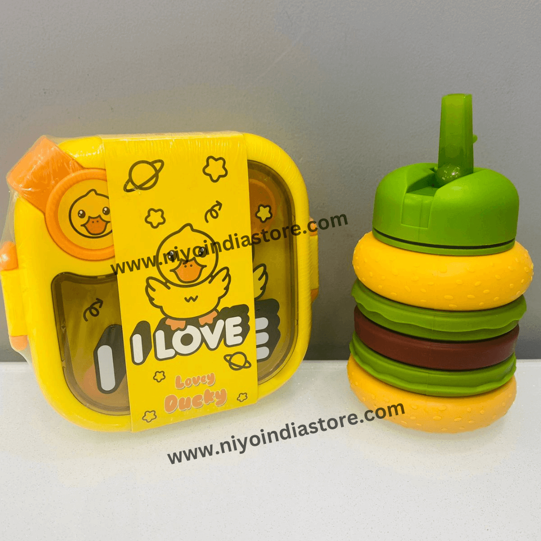 Quack Lunch Combo: Yellow Duck Bowl with Burger Bottle NIYO TOYS