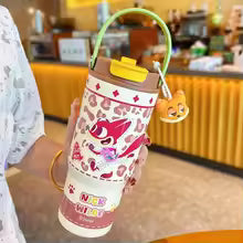 Zootopia 750ml Insulated Cups Cartoon Judy Nick Straw Water Cup 316 Stainless Steel Ice Tumbler