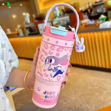 Zootopia 750ml Insulated Cups Cartoon Judy Nick Straw Water Cup 316 Stainless Steel Ice Tumbler