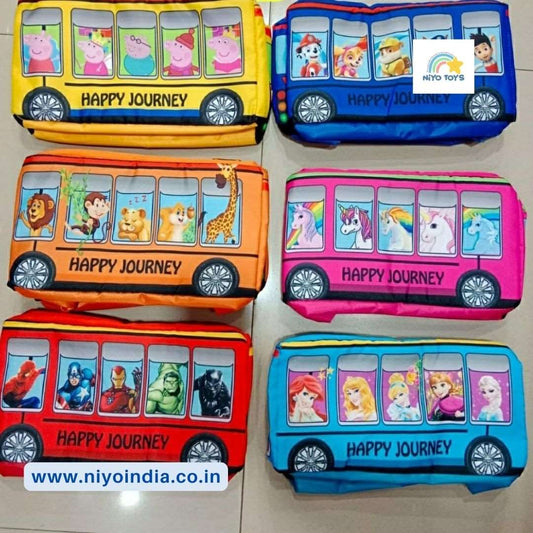 School Bus Bag ll Happy Journey Bag ll Light Weight Kids Sling | Picnic Duffle Bag (Assorted colors) NIYO TOYS