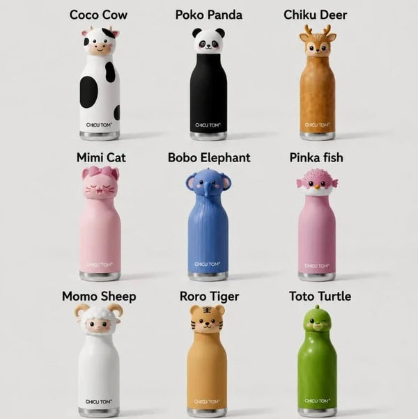 Kawaii Animal Insulated Water Bottle – 480ml | Cute Kids School Sipper