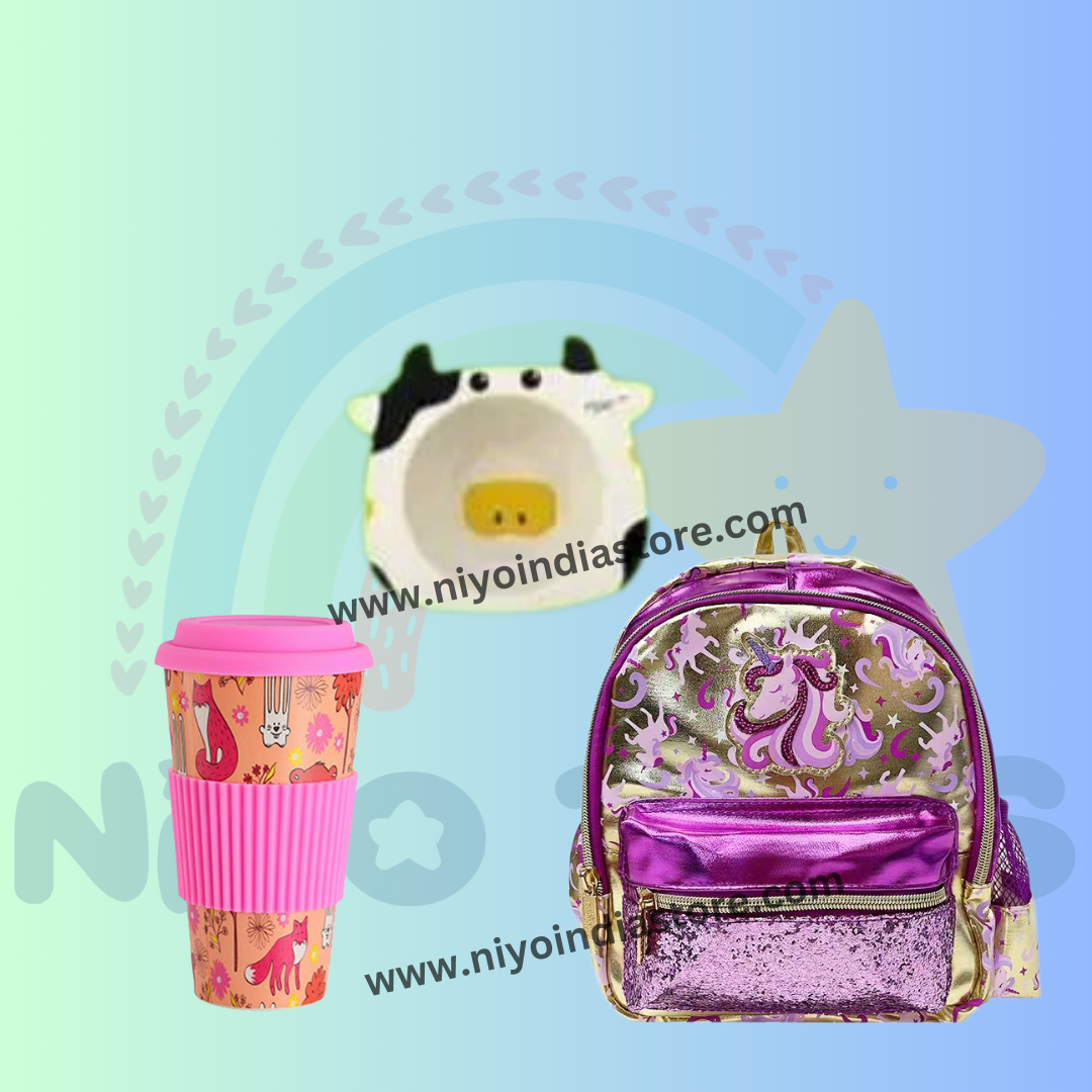 Sparkling Style: Glitter Toddler Bag and Bamboo Bowl with Lid Sipper NIYO TOYS