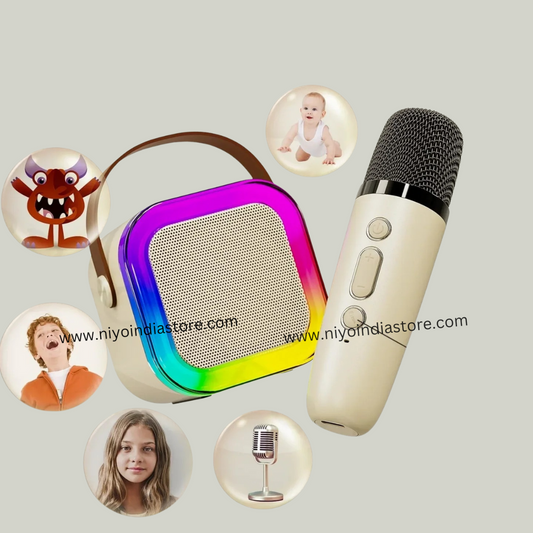 Speaker Machine Bluetooth-Compatible Wireless Karaoke Mic Speaker Multi-Compatibility Modes, RGB Lights NIYO TOYS