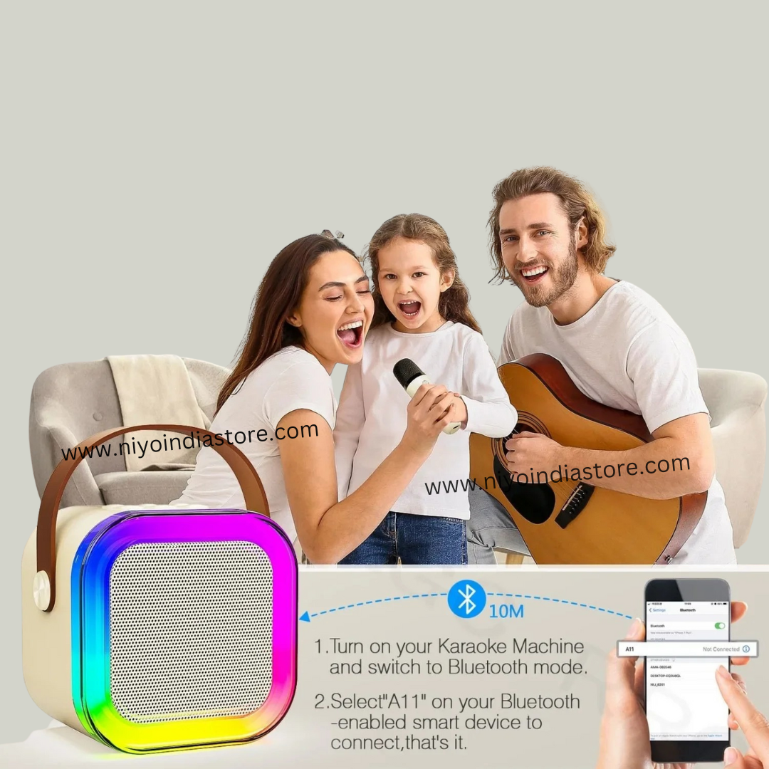 Speaker Machine Bluetooth-Compatible Wireless Karaoke Mic Speaker Multi-Compatibility Modes, RGB Lights NIYO TOYS