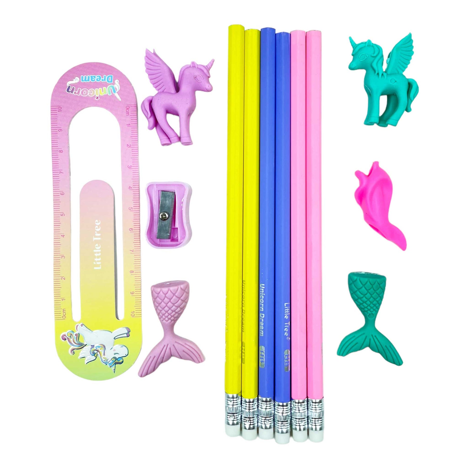 Stationery Kit || 6 Pencil + 4 Eraser, 1 Scale, 1 Sharpener & 1 Handgrip NIYO TOYS