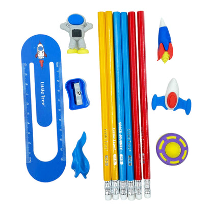 Stationery Kit || 6 Pencil + 4 Eraser, 1 Scale, 1 Sharpener & 1 Handgrip NIYO TOYS