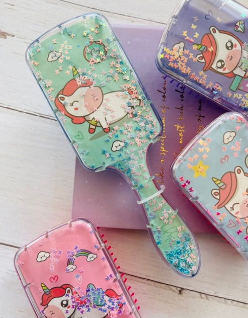 Unicorn Design Glitter Hair Brush for Girls NIYO TOYS