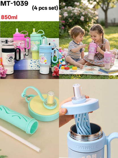 NIYO TOYS insulated tumbler set in pastel colors, perfect for kids 3+, ideal for outdoor play and hydration