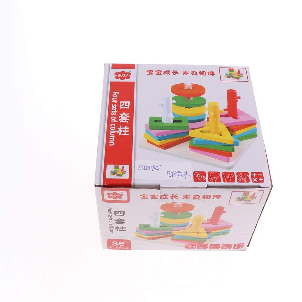 Wooden Educational Preschool Shape Color Recognition Geometric Board Block Stack Sort Chunky Puzzle NIYO TOYS