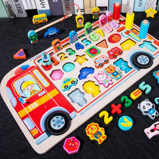 Wooden Montessori Toys for Toddlers, Fire engine theme NIYO TOYS