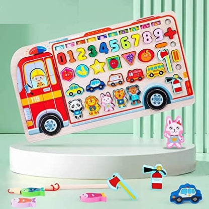 Wooden Montessori Toys for Toddlers, Fire engine theme NIYO TOYS