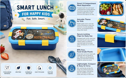 Kids Stainless Steel 3-Compartment Sleek Lunch Box with Cutlery