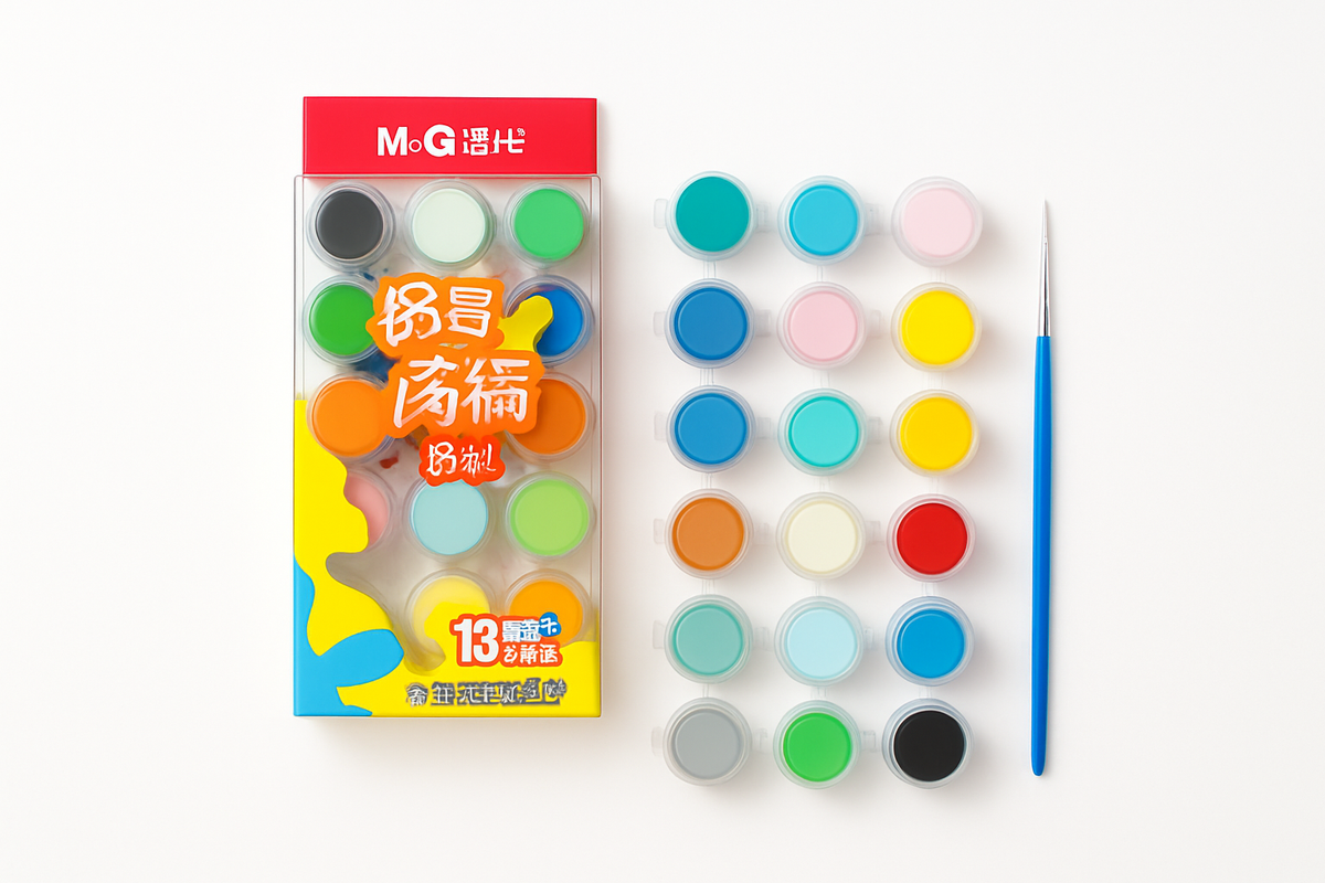 NIYO TOYS acrylic color paint set with 13 vibrant colors and brush for kids aged 5 and up, perfect for art projects