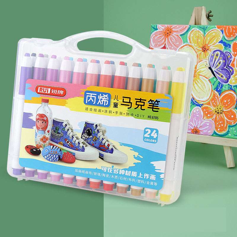 NIYO TOYS 24-Color Acrylic paint pens for crafts in a variety of shades for ages 3 and up