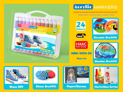 NIYO TOYS Acrylic paint pens for crafts, 24 vibrant colors for ages 3+, suitable for various artistic projects