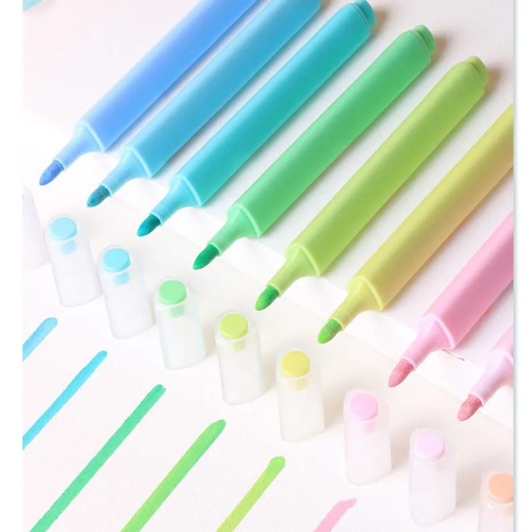 NIYO TOYS acrylic paint pens for crafts in blue, green, and pink, perfect for kids age 6+ and creative projects