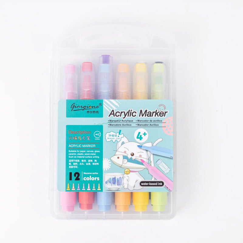 NIYO TOYS 12-color acrylic paint pens for crafts, age 4+, ideal for children's creative projects