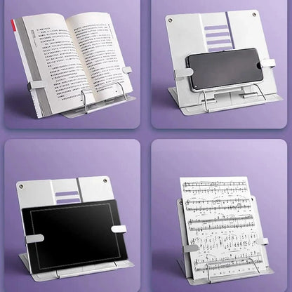 NIYO TOYS adjustable book holder for studying, white design for easy reading and hands-free use