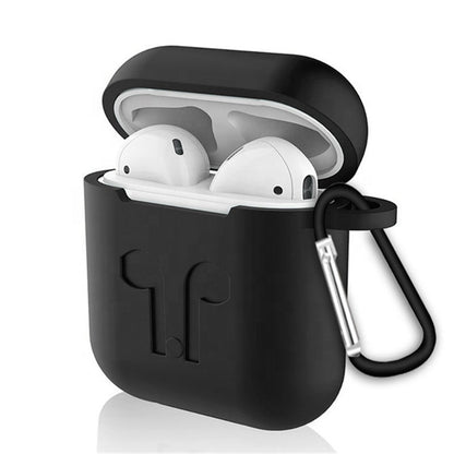 NIYO TOYS Black Silicone Case for AirPods with Carabiner Attachment for Easy Portability