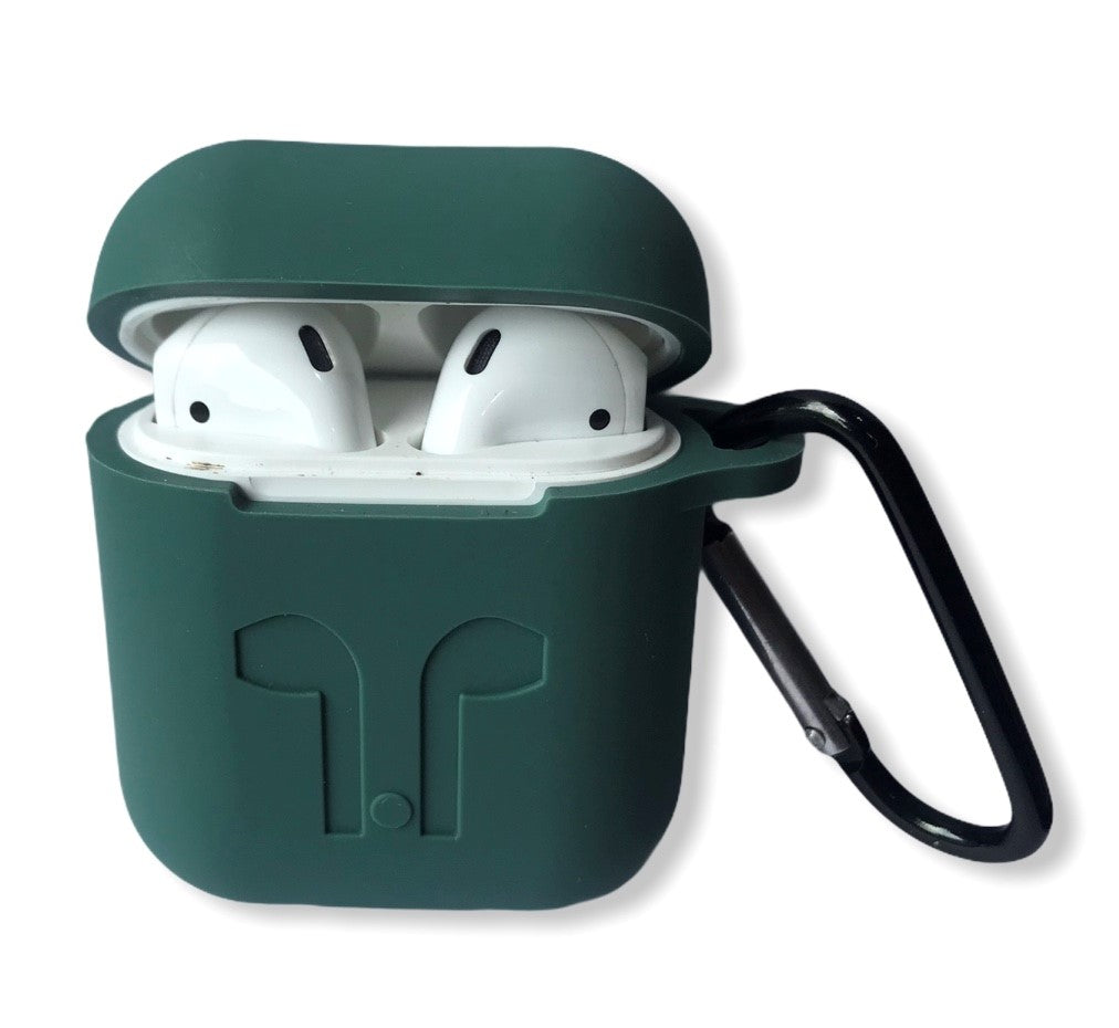 NIYO TOYS Green Silicone AirPods Case with Carabiner for Protection and Style