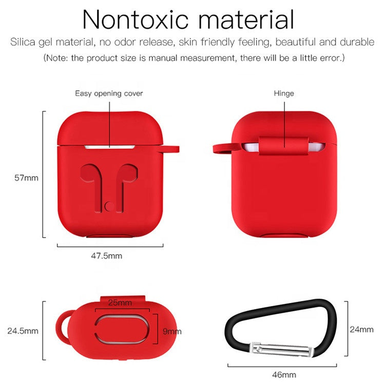 Red Nontoxic Silicone Case for AirPods with Easy Open Design and Durable Material